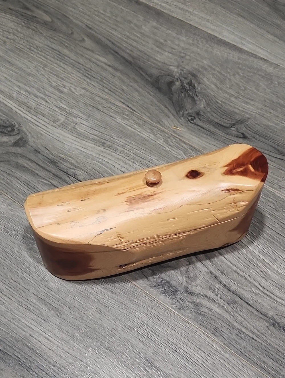 Hand Crafted Natural Wood Jewelry or Trinket Box with Brown Accents